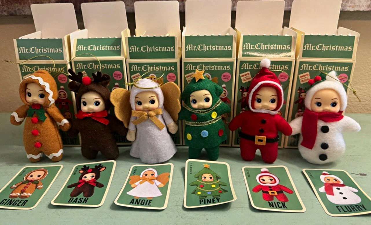 Mr. Christmas Mystery Mini Felt Elf Ornament full set