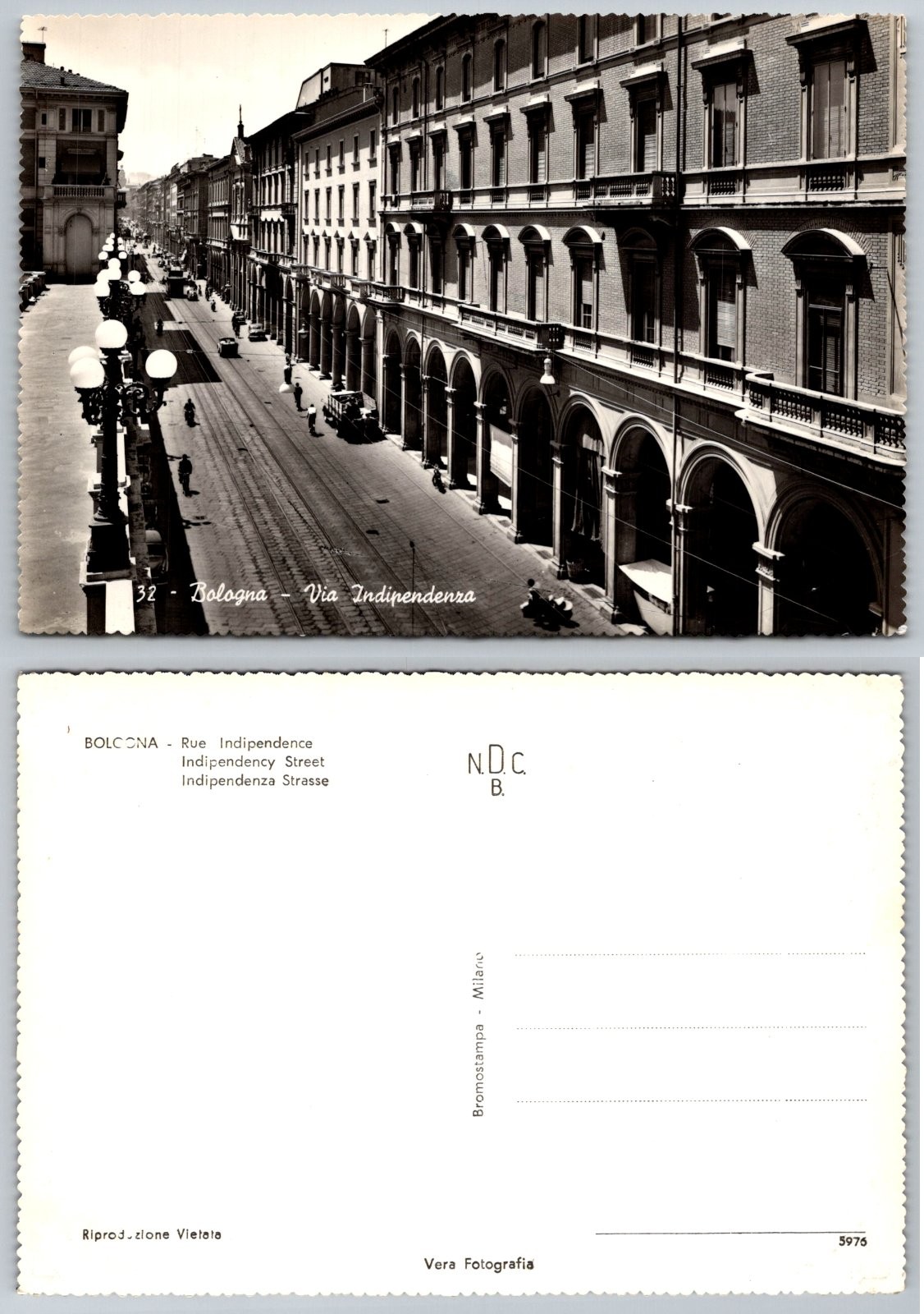 Continental Bologna Italy Via Indipendenza Street View Bromostampa Postcard