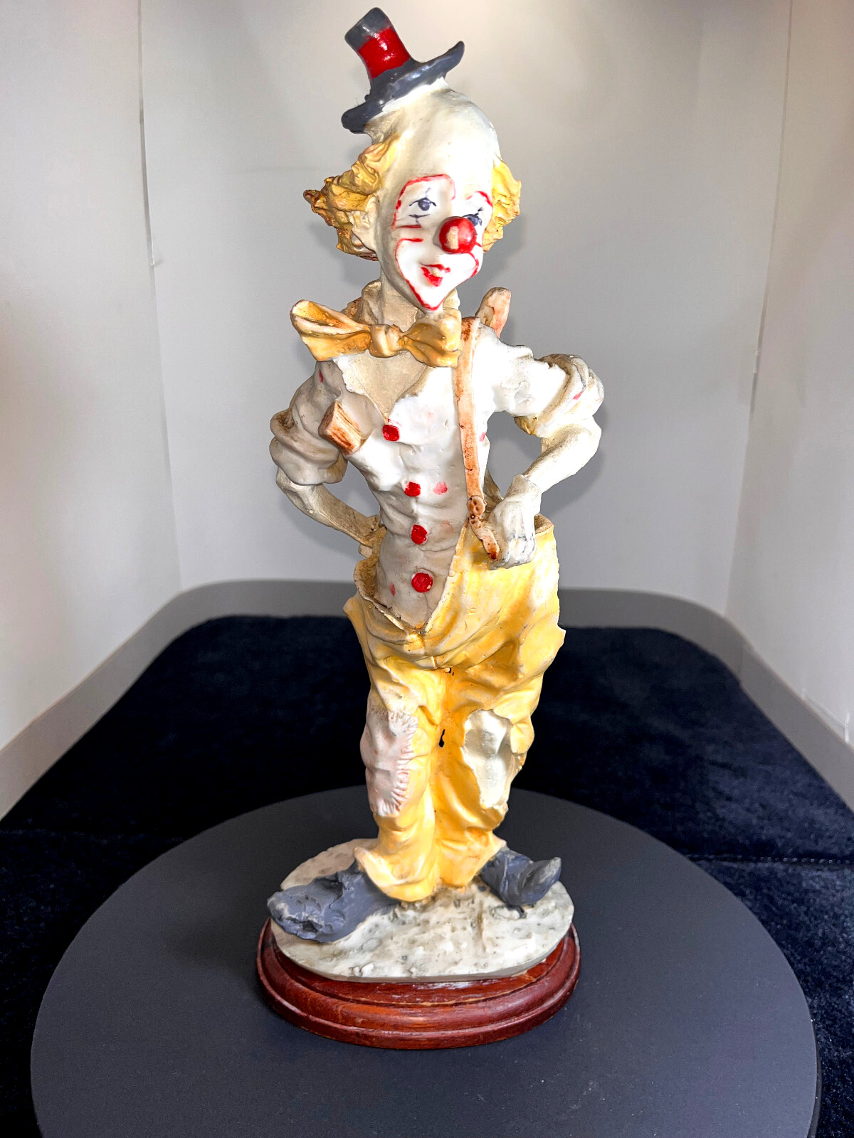 Vintage Lowery's of London Hobo Clown with stick  13 inch ceramic statue