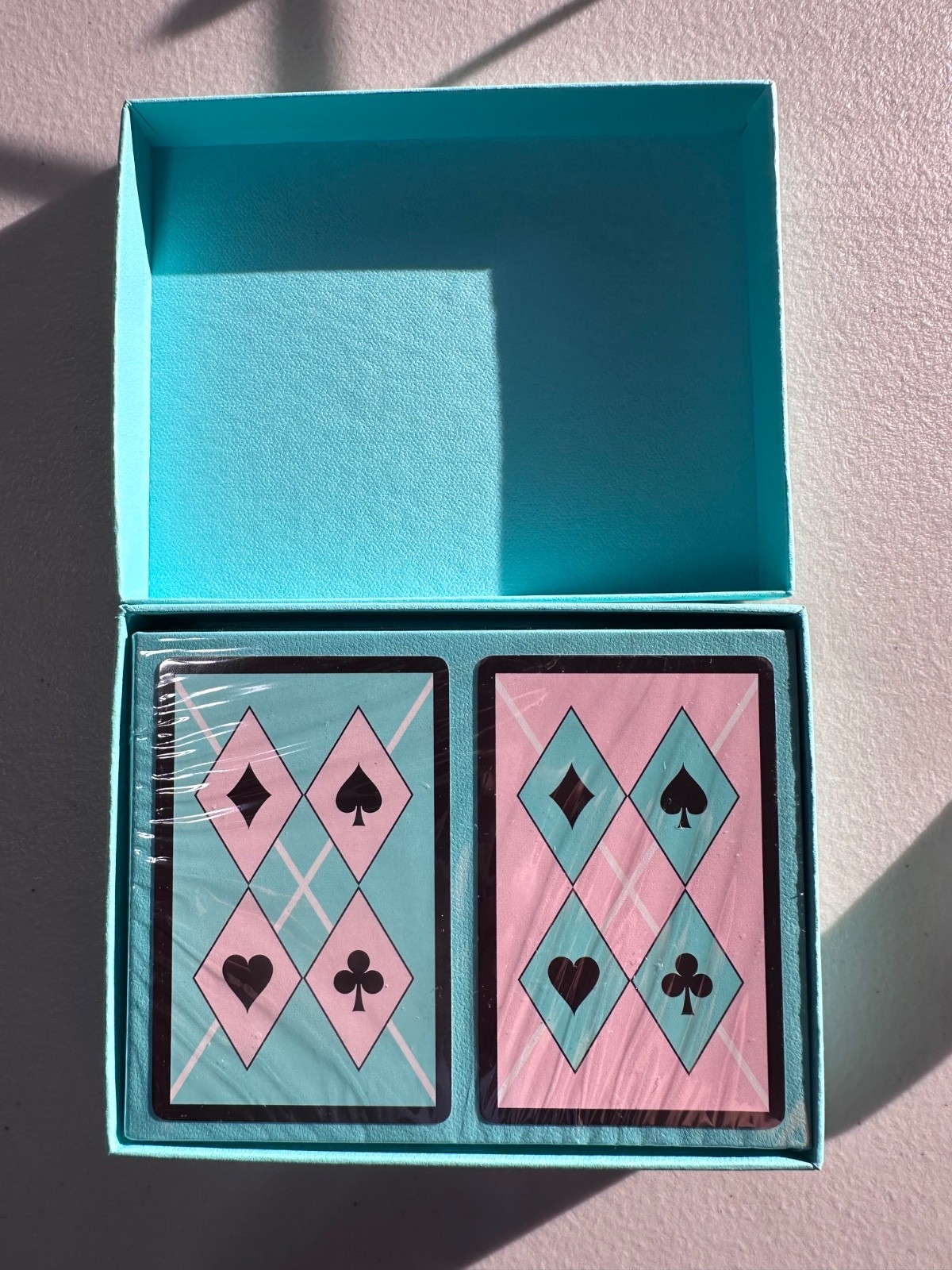 Tiffany & Co. Two Decks Pink/Blue Argyle Playing Cards Set