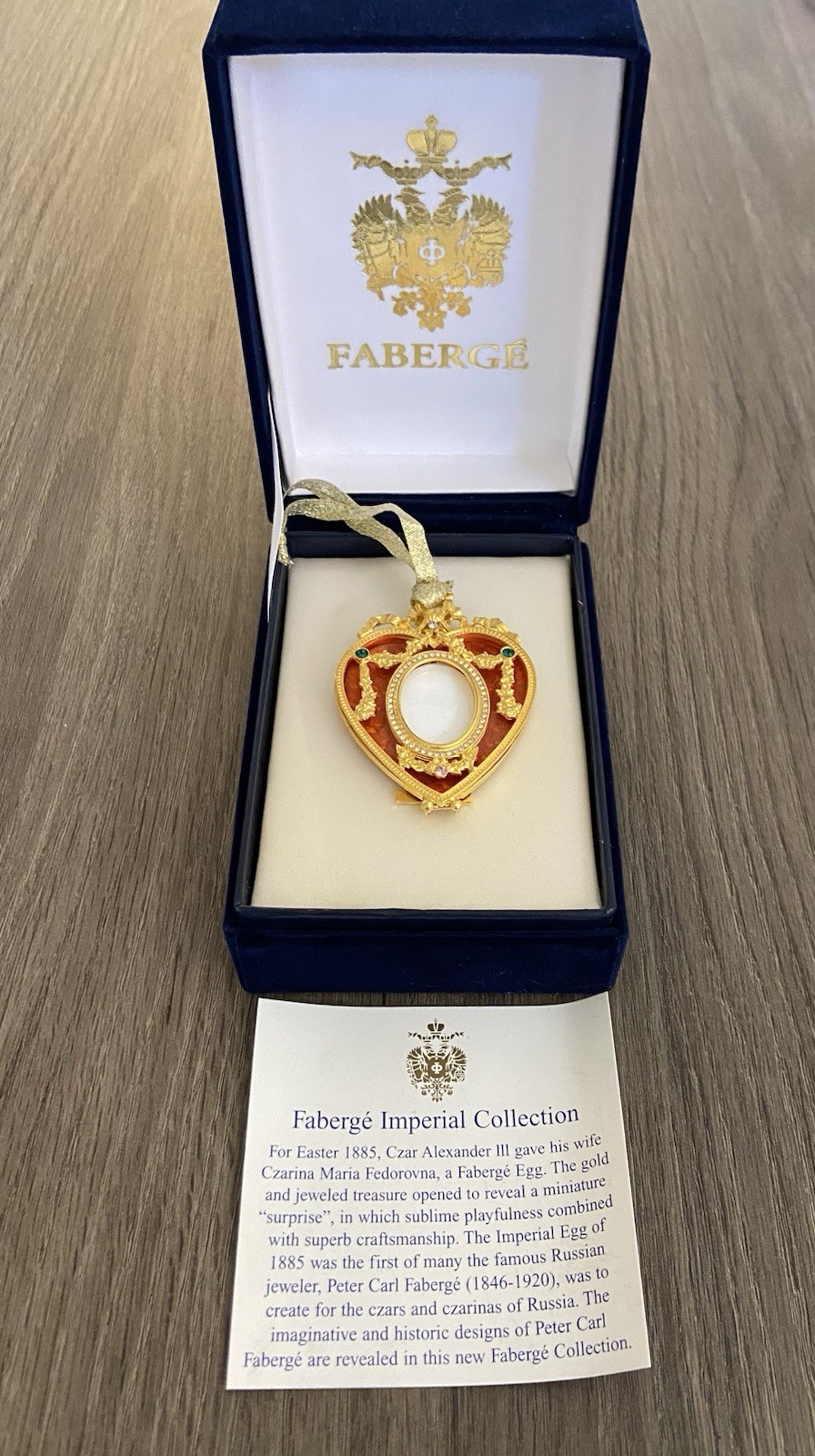 Vintage Faberge Frame Imperial Collection Mini Heart Enamel Gold Tatiana Fabergè
