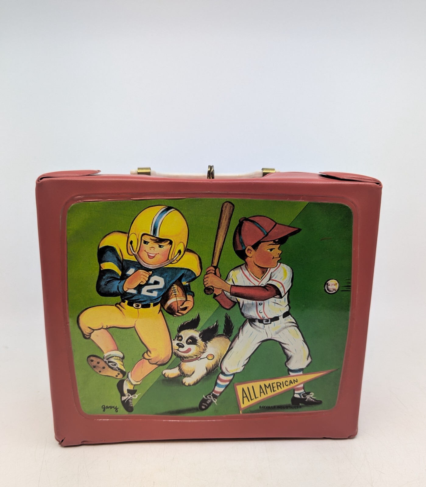 Vintage Bayville Industries All American Football Baseball Vinyl Lunchbox