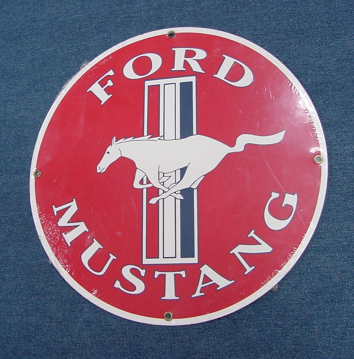 NOS VINTAGE FORD MUSTANG PORCELAIN SIGN GAS AUTOMOBILE