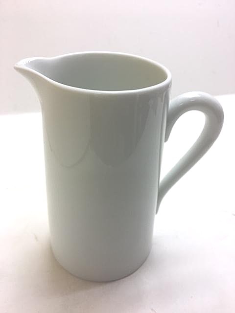 Vintage A. Giraud Limoges White Pitcher with Leaf Detail on Handle 