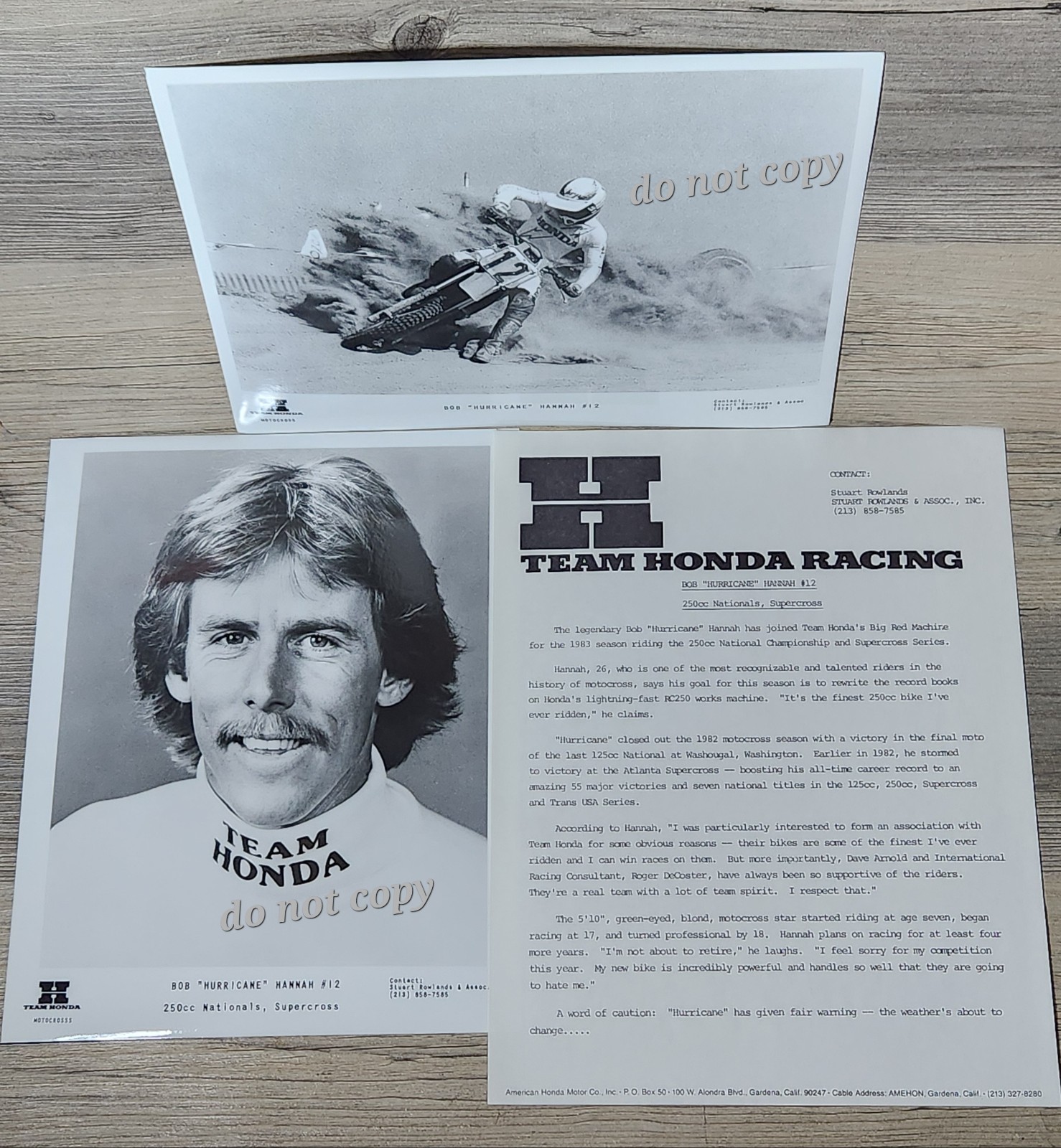 Vtg 1983 Bob Hannah Team Honda Supercross Racing Press Kit Photos & Bio 250cc