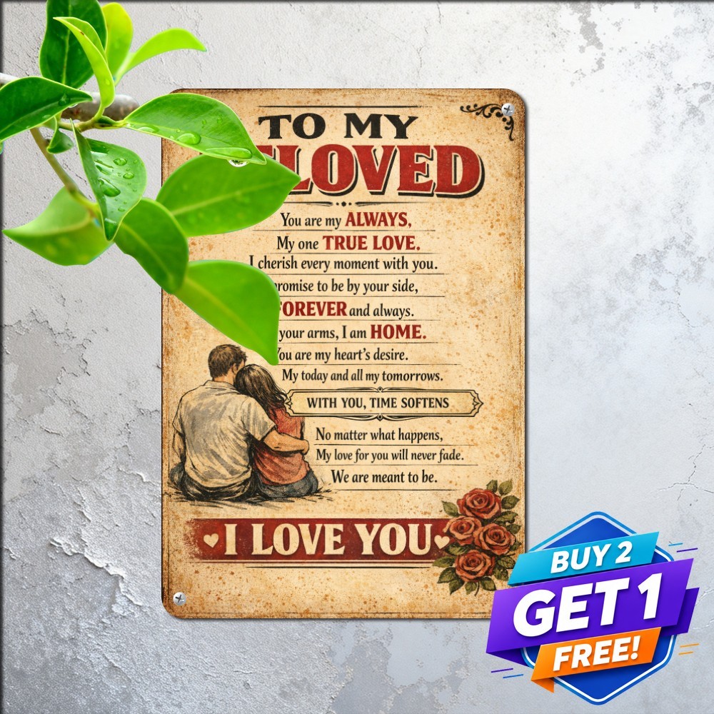 Romantic Couple Red Black Typography Metal Tin Sign Modern Bedroom Decor