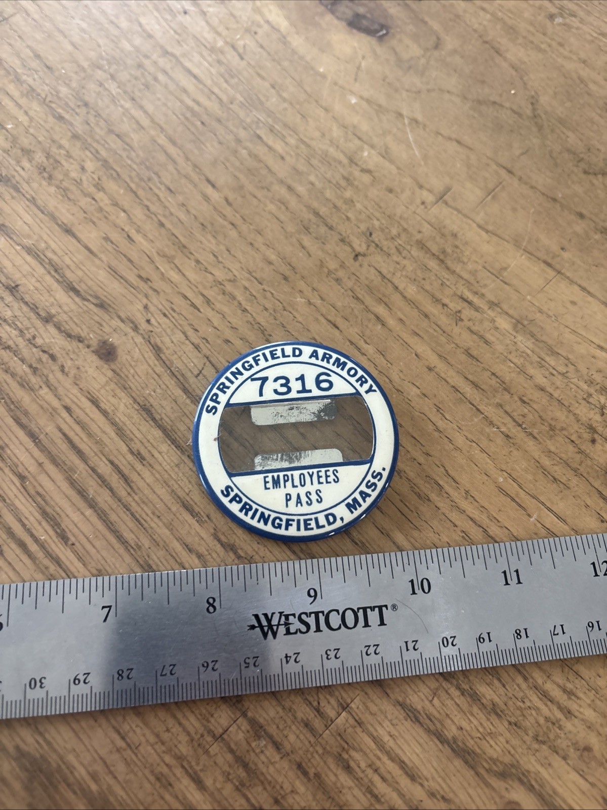 Rare VTG 1940's Springfield Armory Employee Pass Badge ID Pin Military History 3