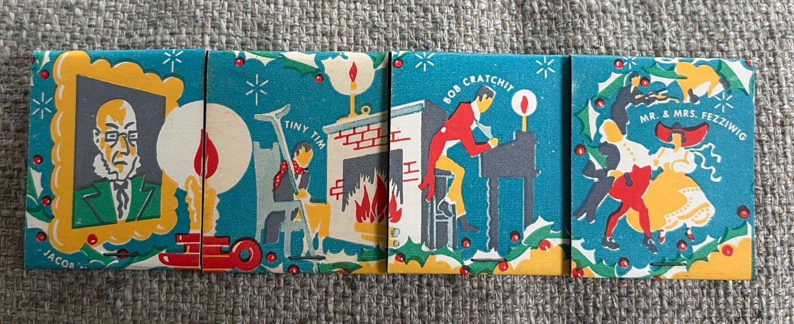 RARE Dicken\'s Christmas Carol Vintage SET Advertising Matchbook Paper Match Book