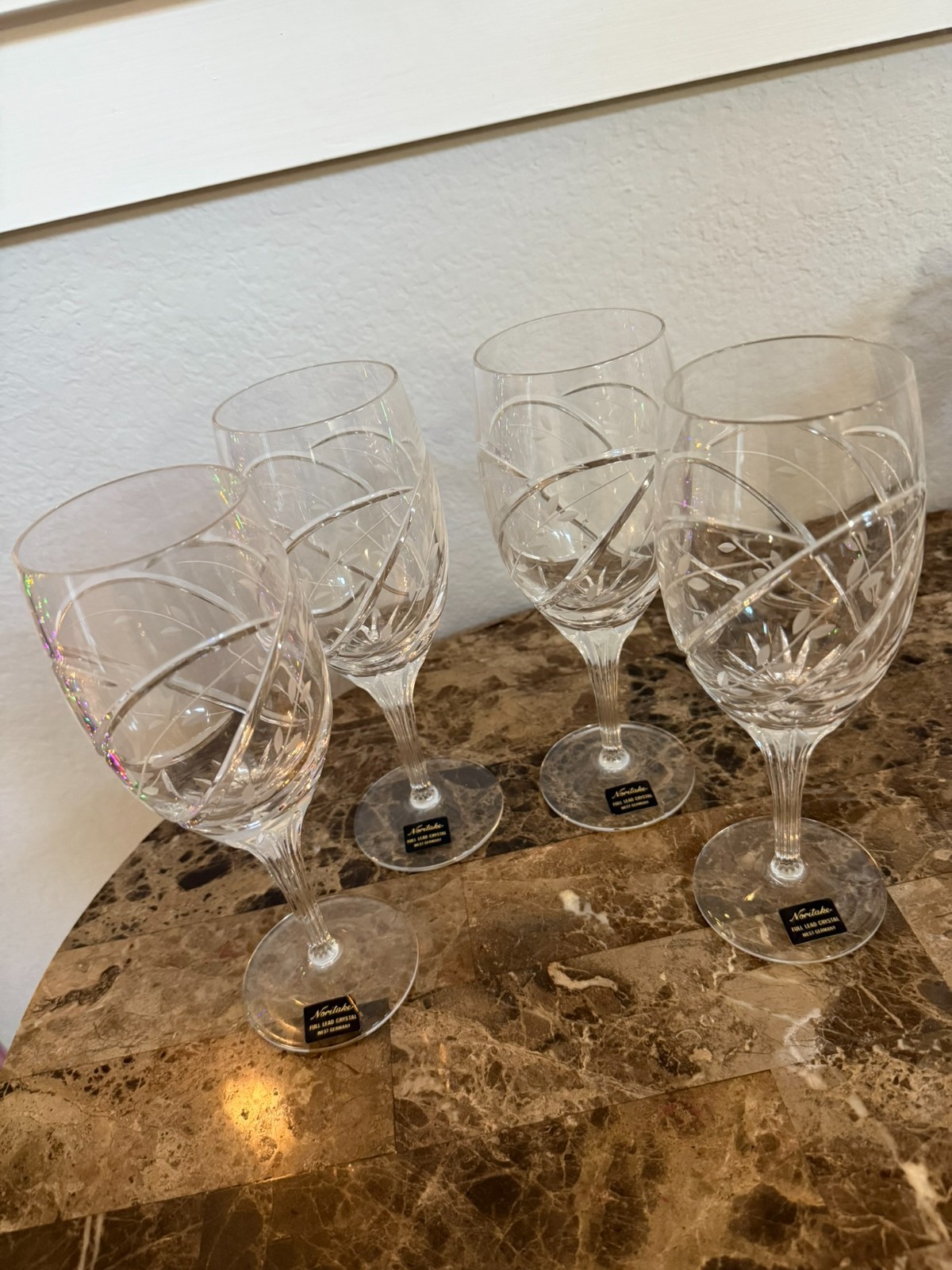 **Noritake Aston Crystal Water or Wine Goblets - 4
