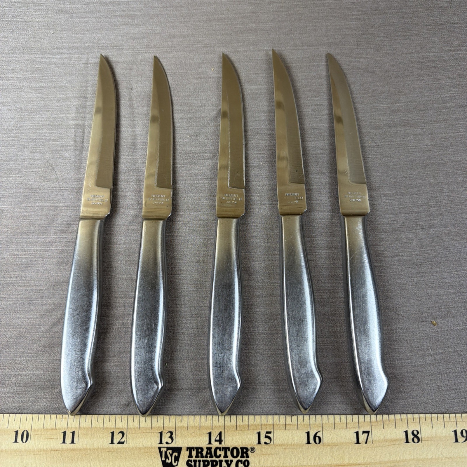 Vintage Regent Sheffield Black Knight Stainless Knife Set Of 5 Japan