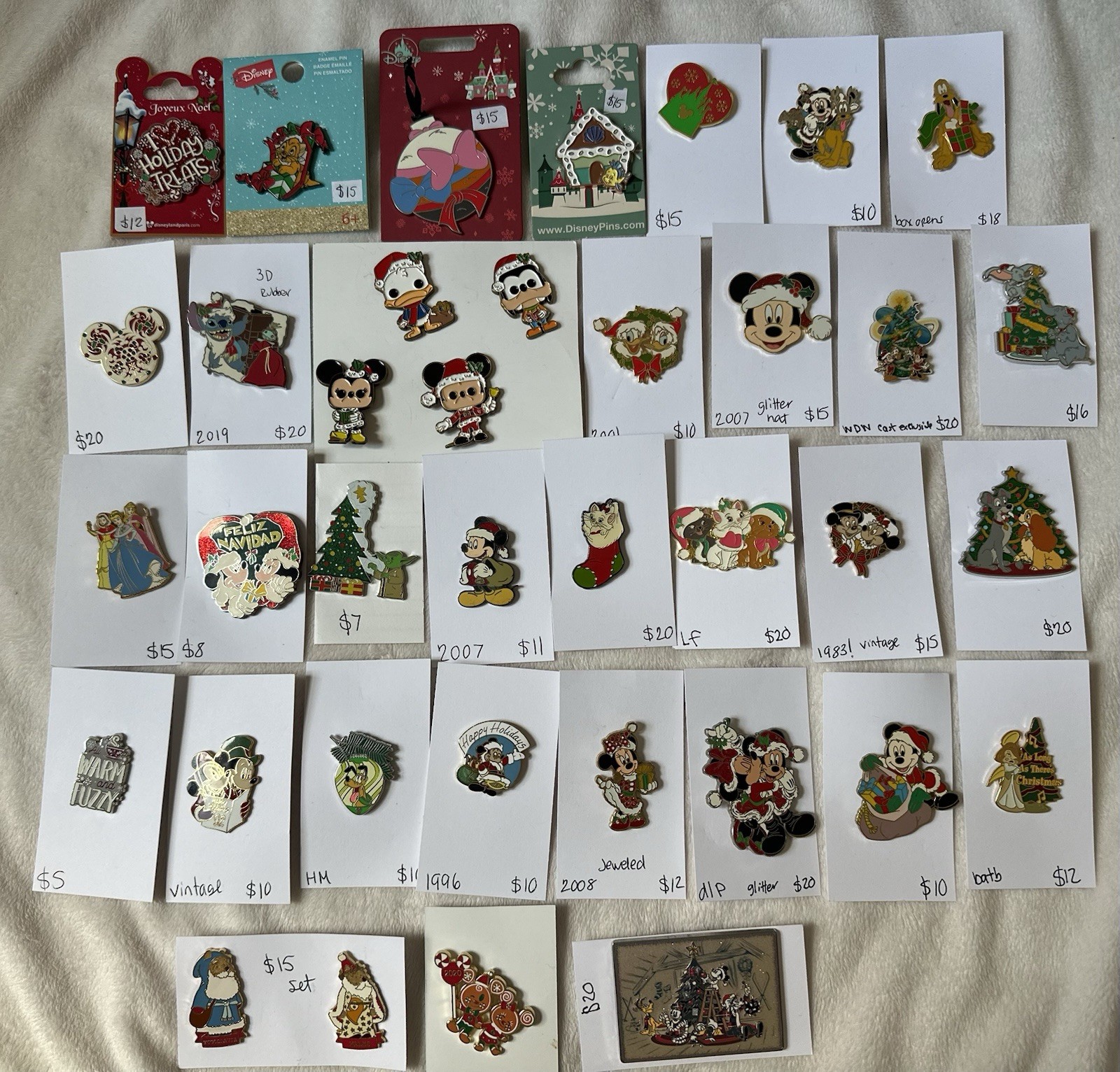 Large Disney Christmas Pin Lot