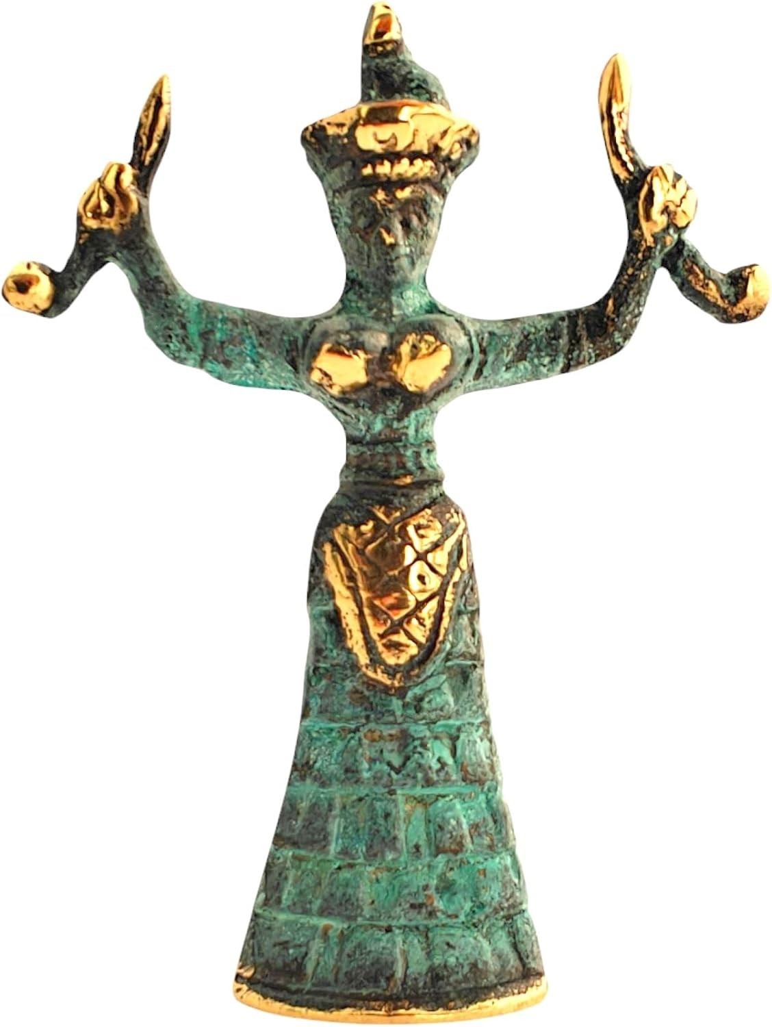 Bronze Snake Goddess Statue Minoan Ancient Art Figurine Symbol Replica (251)