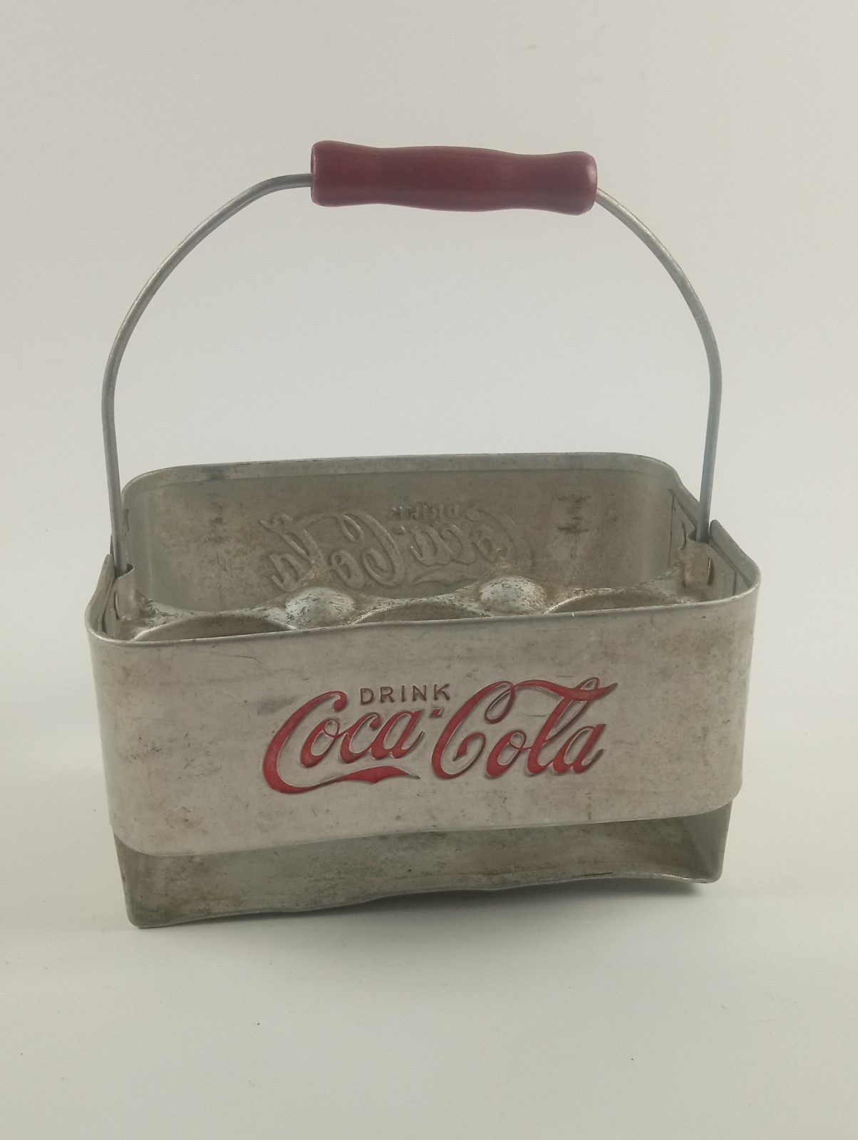 Vintage Coca Cola Coke Aluminum Metal 6-Pack Bottle Holder Drink Carrier Caddy