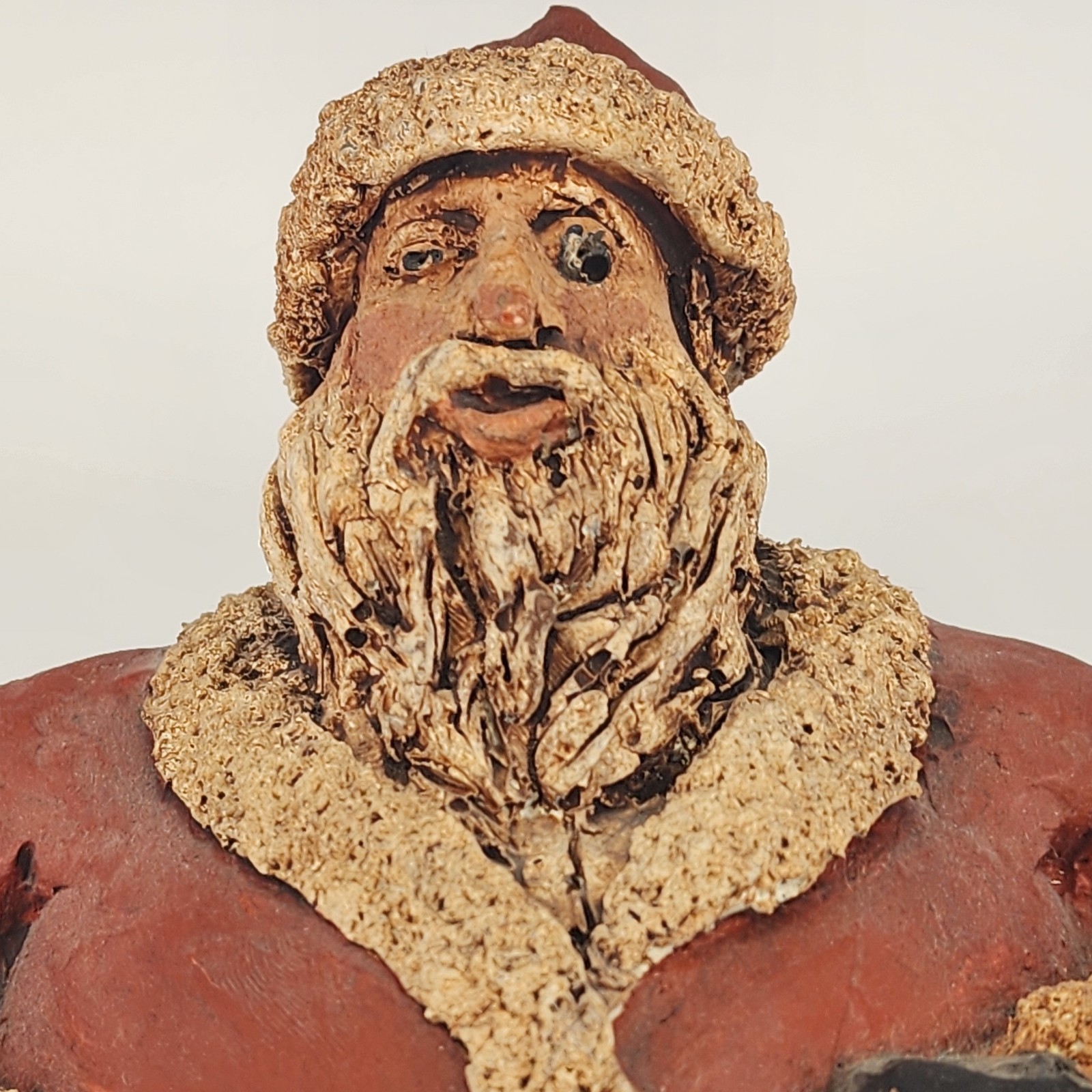 Studio Pottery Santa Claus Figurine Hand Sculpted Round Distressed Christmas 5\ Studio Pottery Santa Claus Figurine Hand Sculpted Round Distressed Christmas 5\