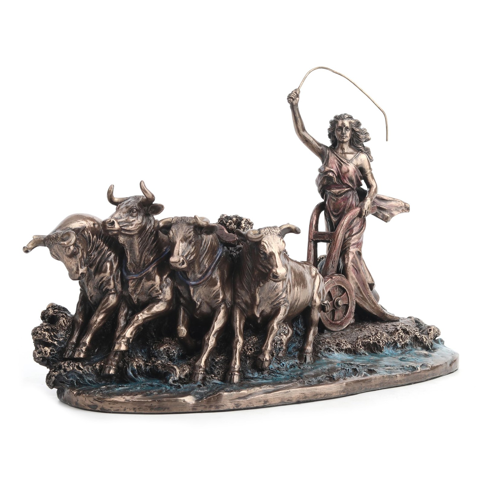 Veronese Design Gefjon Norse Goddess Resin Bronze Sculpture 7.5\