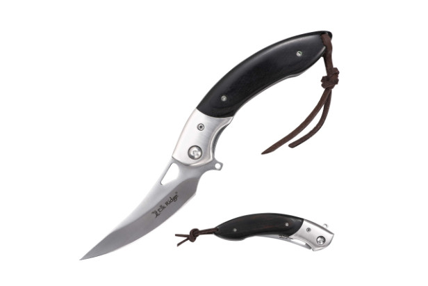 Elk Ridge Black Wood Folding Pocket Knife Trailing Point Assisted EDC 8