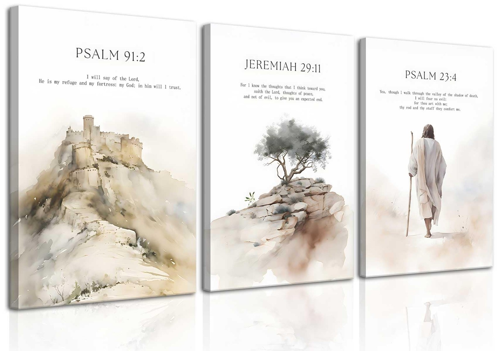 3Pcs Framed Jesus Wall Art Christian Bible Verse Canvas Posters Prints Minima...