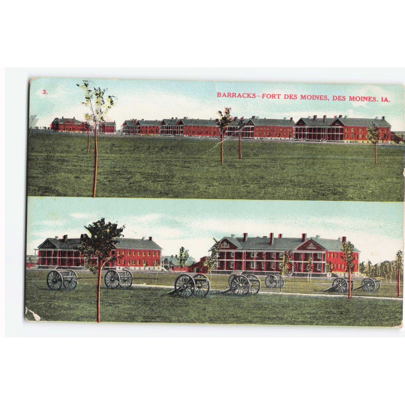 Vintage Fort Des Moines Iowa Barracks Postcard 1914 Military History 3.
