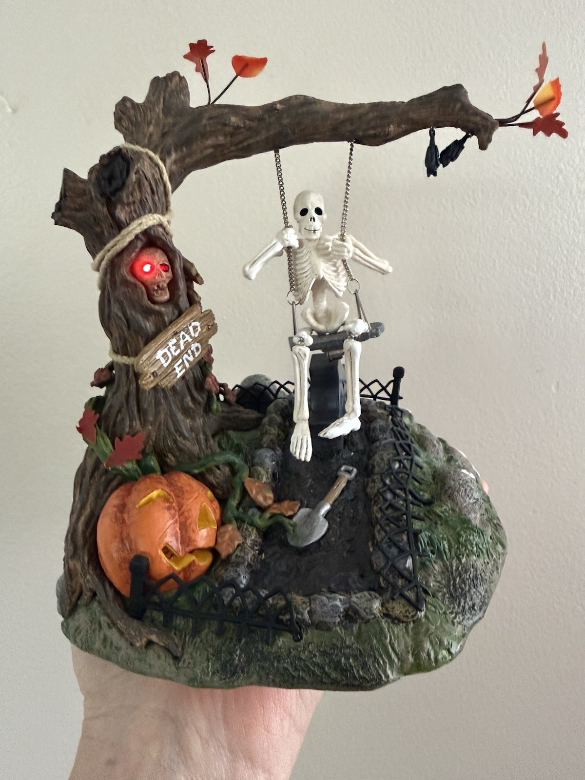 RETIRED VINTAGE Department 56 Village Animated Swinging Skeleton Halloween