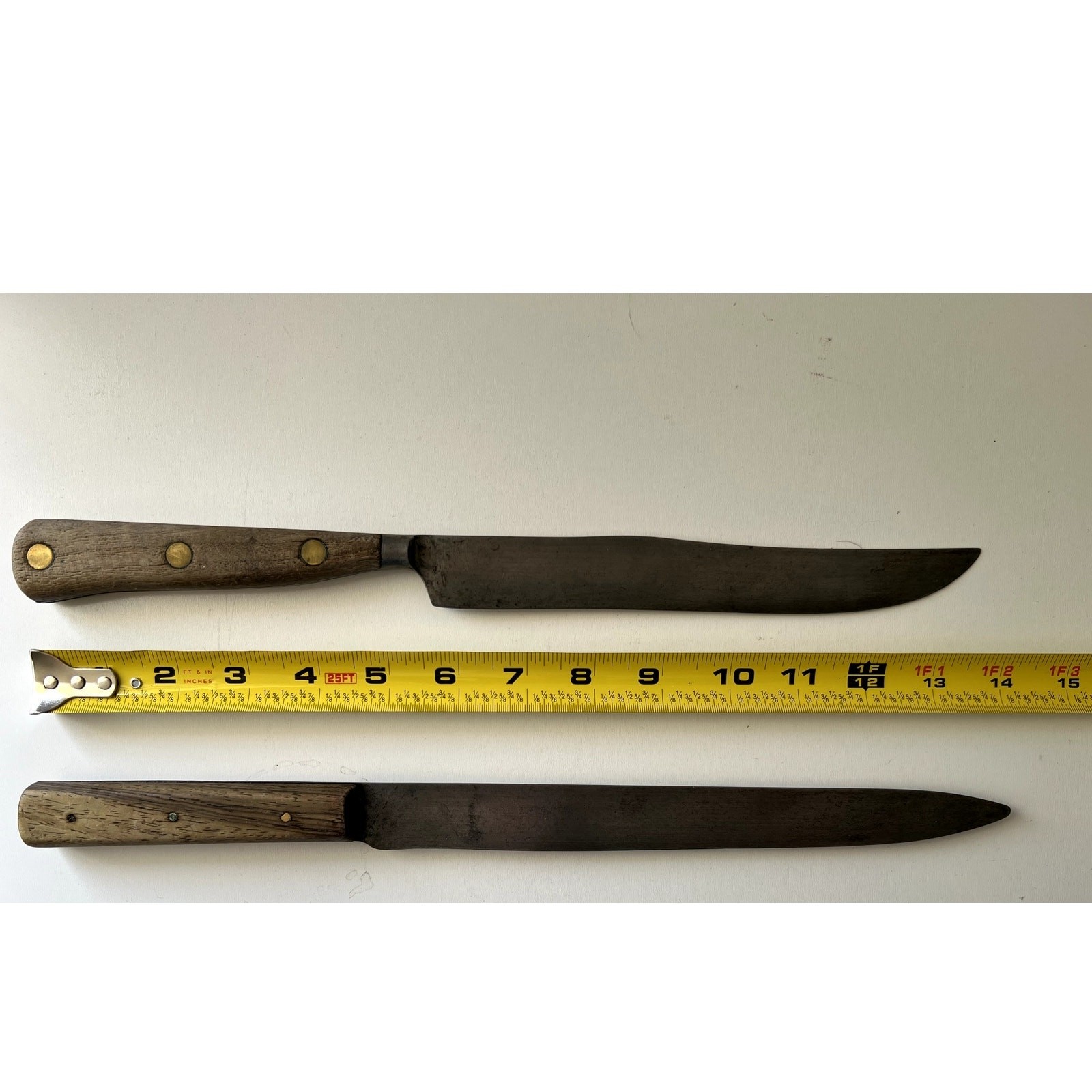 Vintage Rustic Kitchen Cutlery All Wooden Handles Full Tang Working Condition