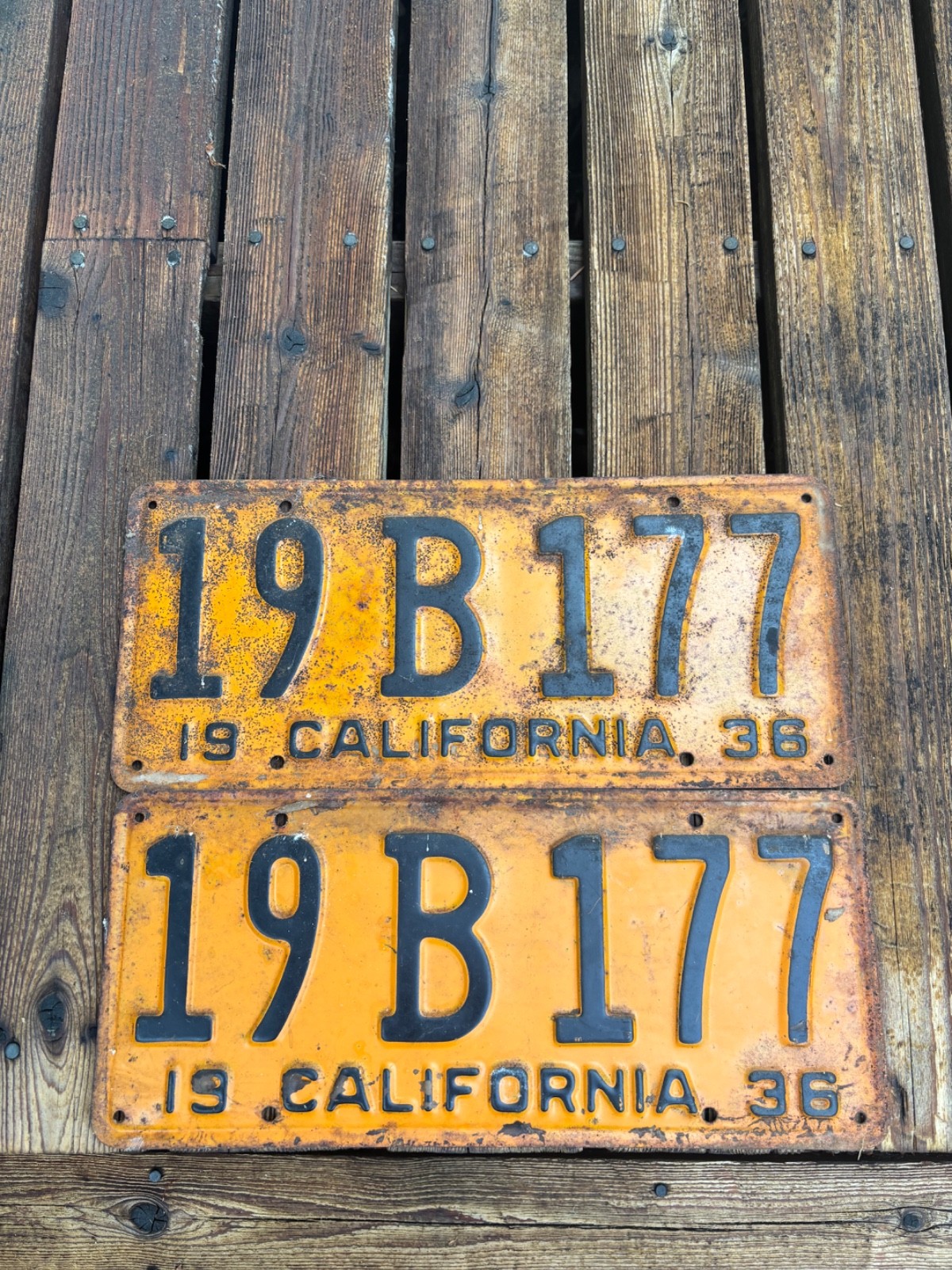 Two 1938 California license plates