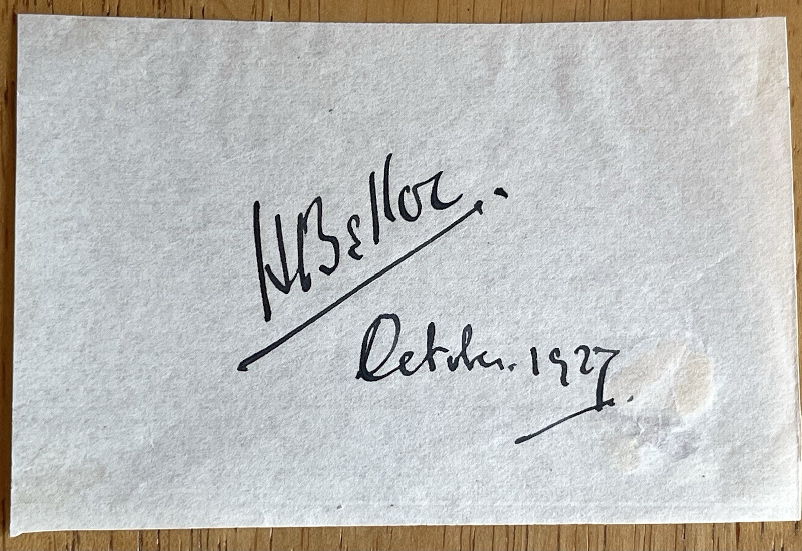 French Writer Hilaire Belloc Autograph