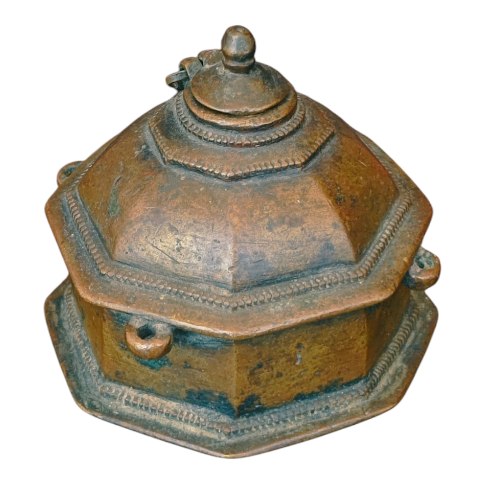 1900's Antique Vintage Handcrafted Brass Unique Shape Inkpot ,  Collectible