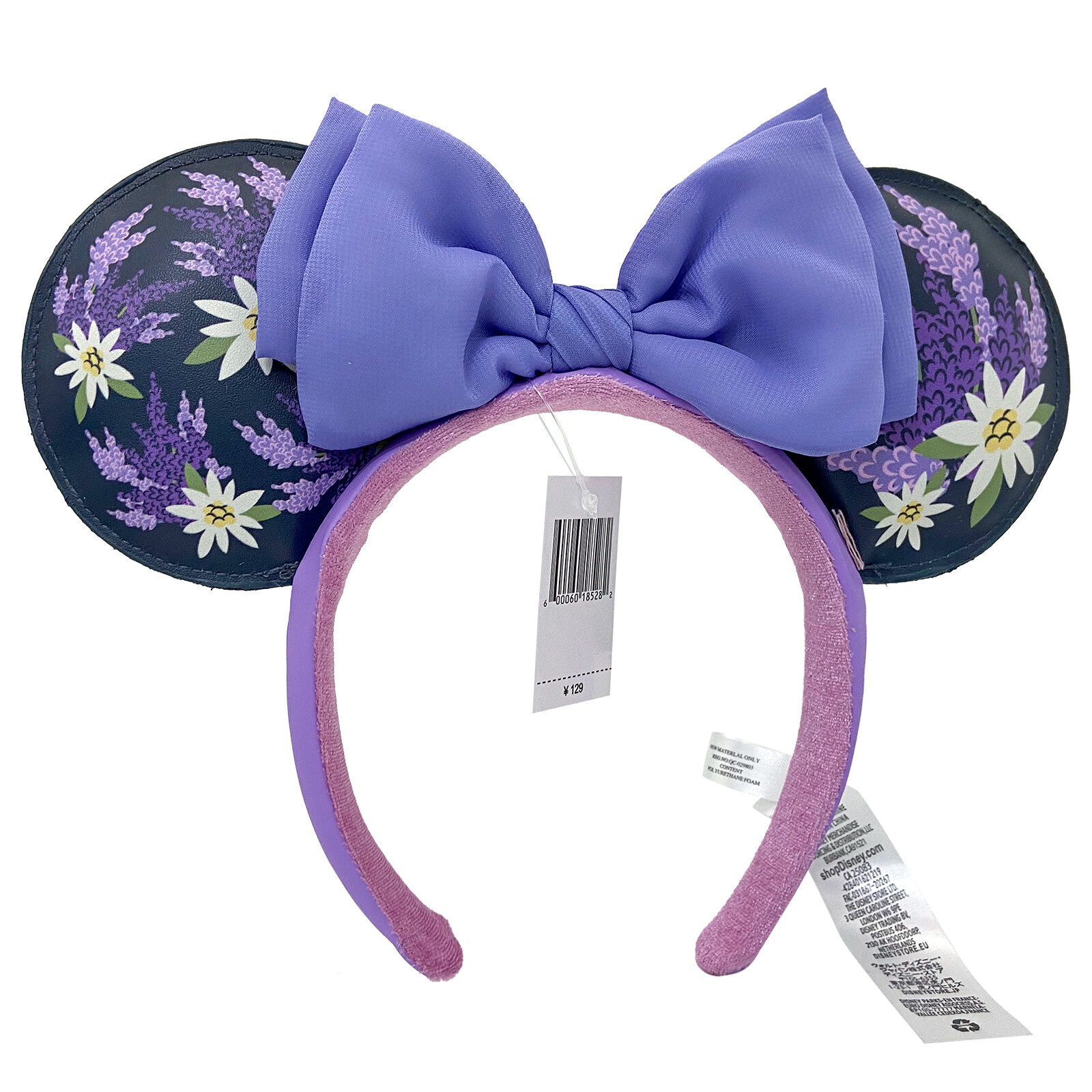 Minnie French Lavender Flower Purple Bow Ears Disney Parks Mickey Mouse Headband