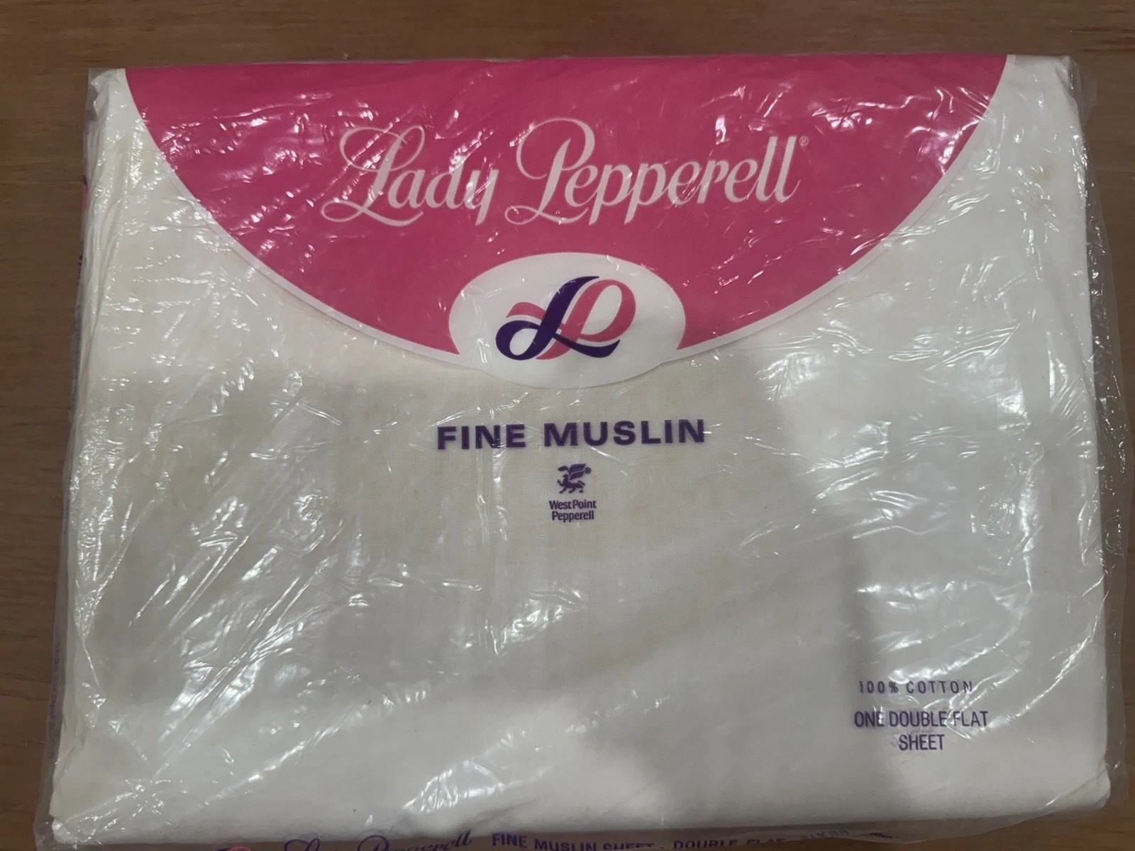 Vintage NOS Lady Peppered Fine Muslin Double Flat Sheet 100% Cotton White