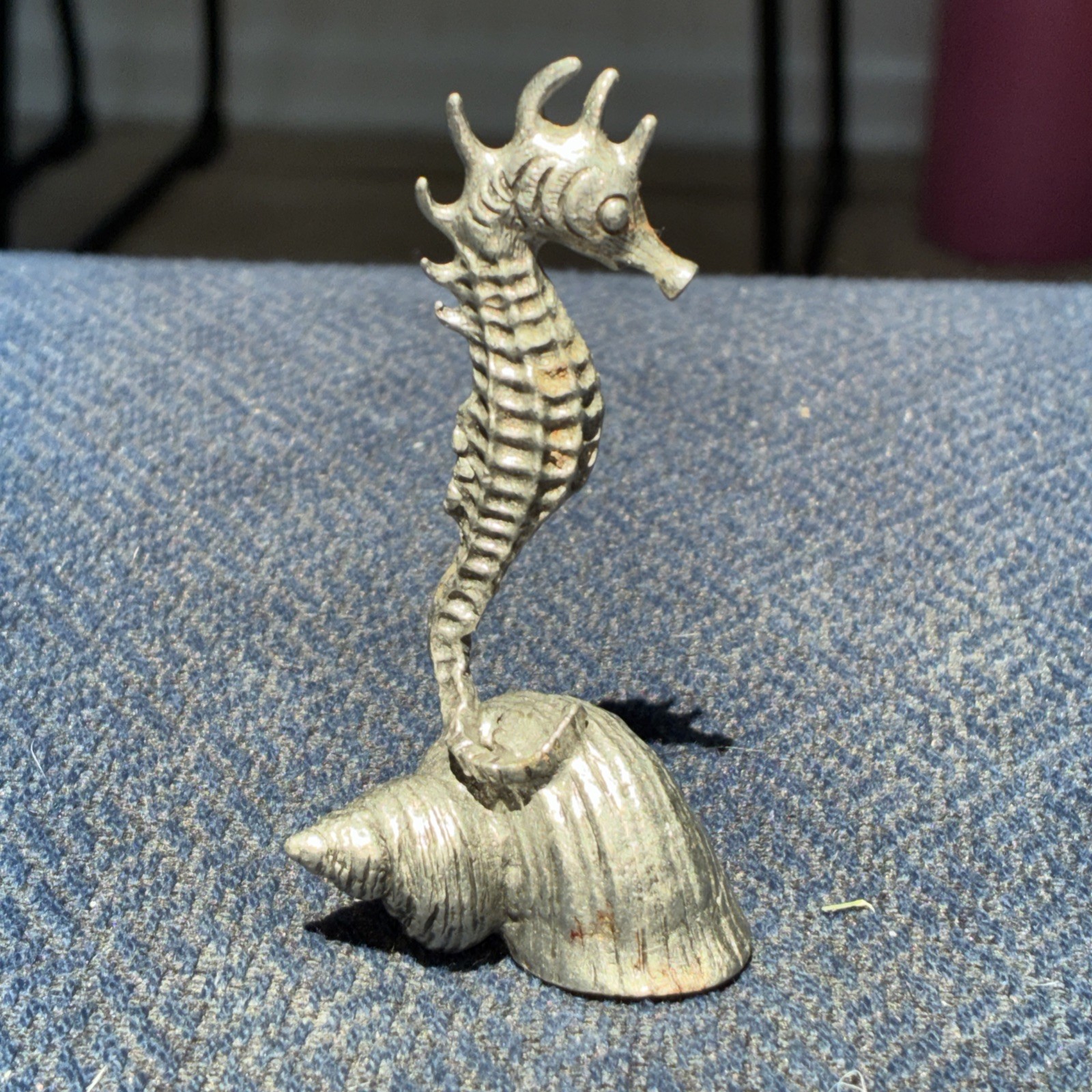 Vintage S&A Pewter Seahorse On Sea Shell Figurine