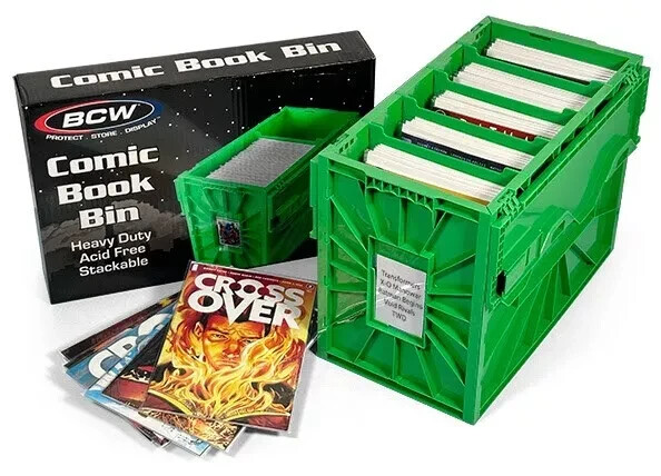 1 BCW Green Short Comic Book Bin -Heavy Duty Acid Free Plastic Stackable Box 1 BCW Green Short Comic Book Bin -Heavy Duty Acid Free Plastic Stackable Box