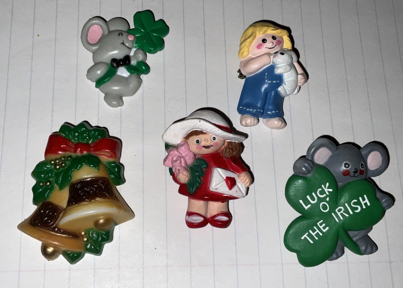 Lot Of 5 Vintage 80’s Novelty, Pins, Gibson,Fun World,Easter
