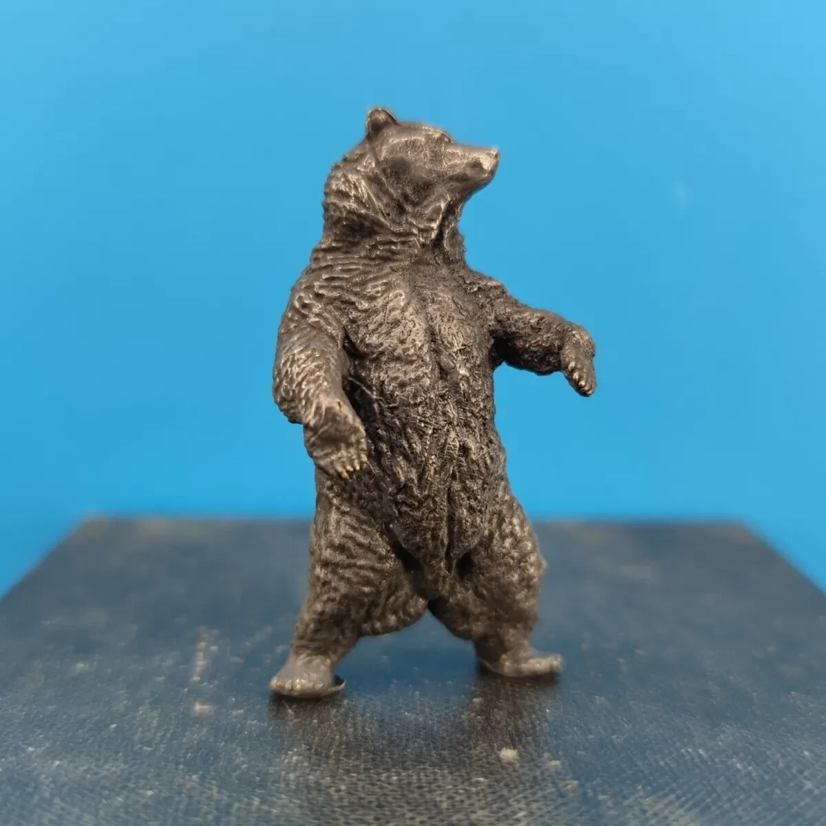 Old Brass China Big Black Bear Animal Model Statue Tea Pet Car Table Ornament
