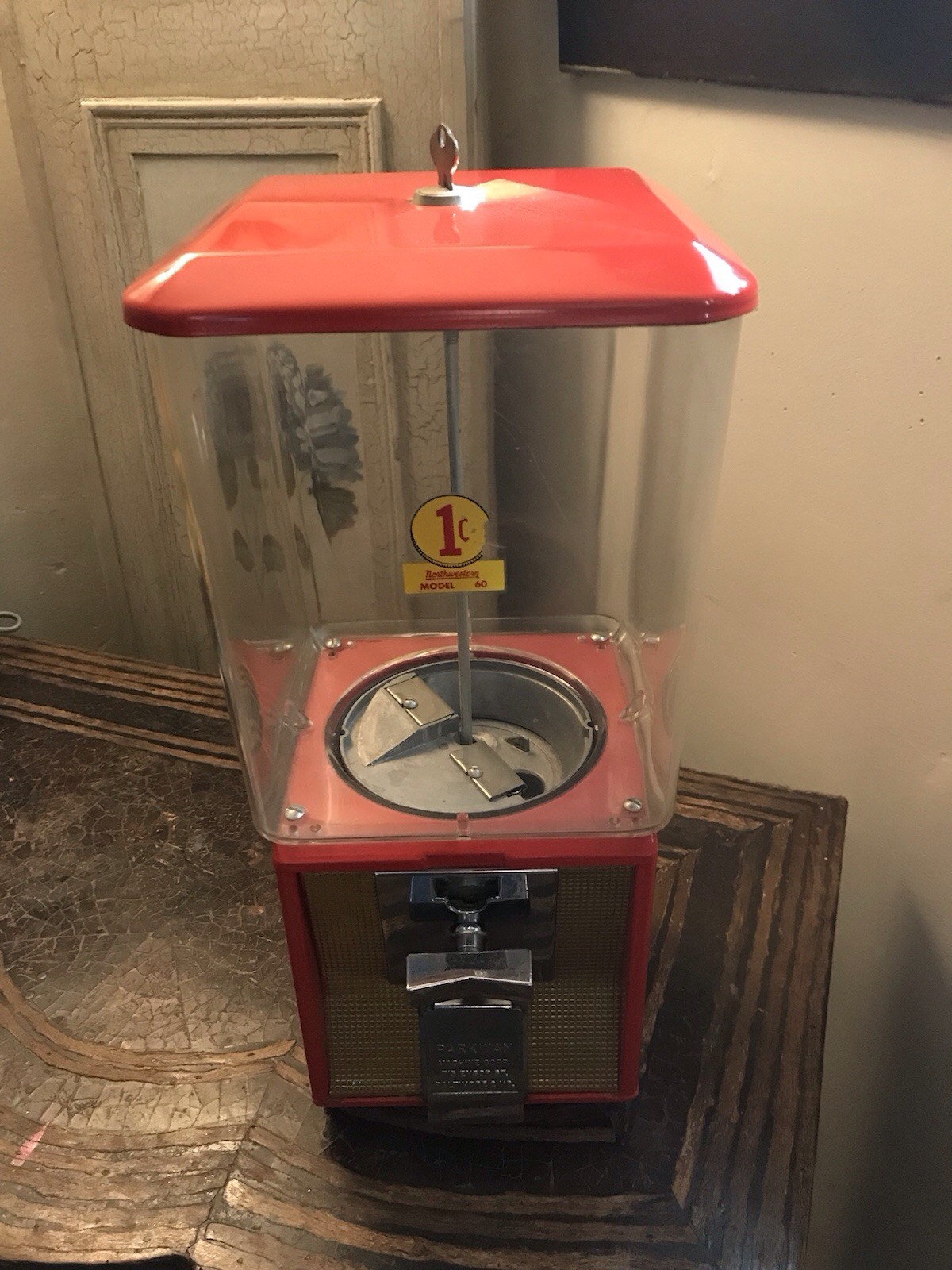 *RARE* Vintage Parkway Vending 1 Cent Gumball Machine - With Key (See Pics/Desc)