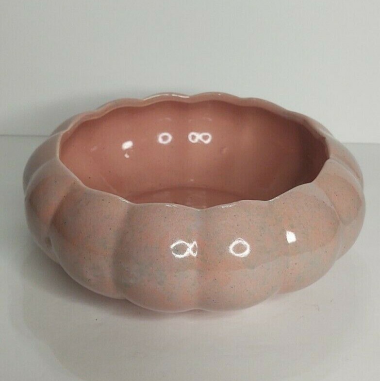 Gonder Bowl Planter Scalloped H29 Pink and Blue Ceramic Pottery Vintage U.S.A.