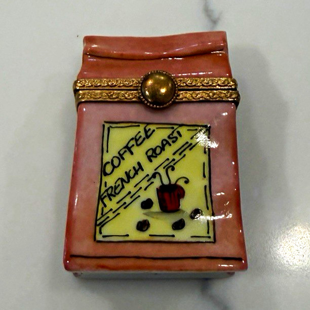 Rochard Handmade Limoges Coffee Pot & French Roast Bag Trinket Box