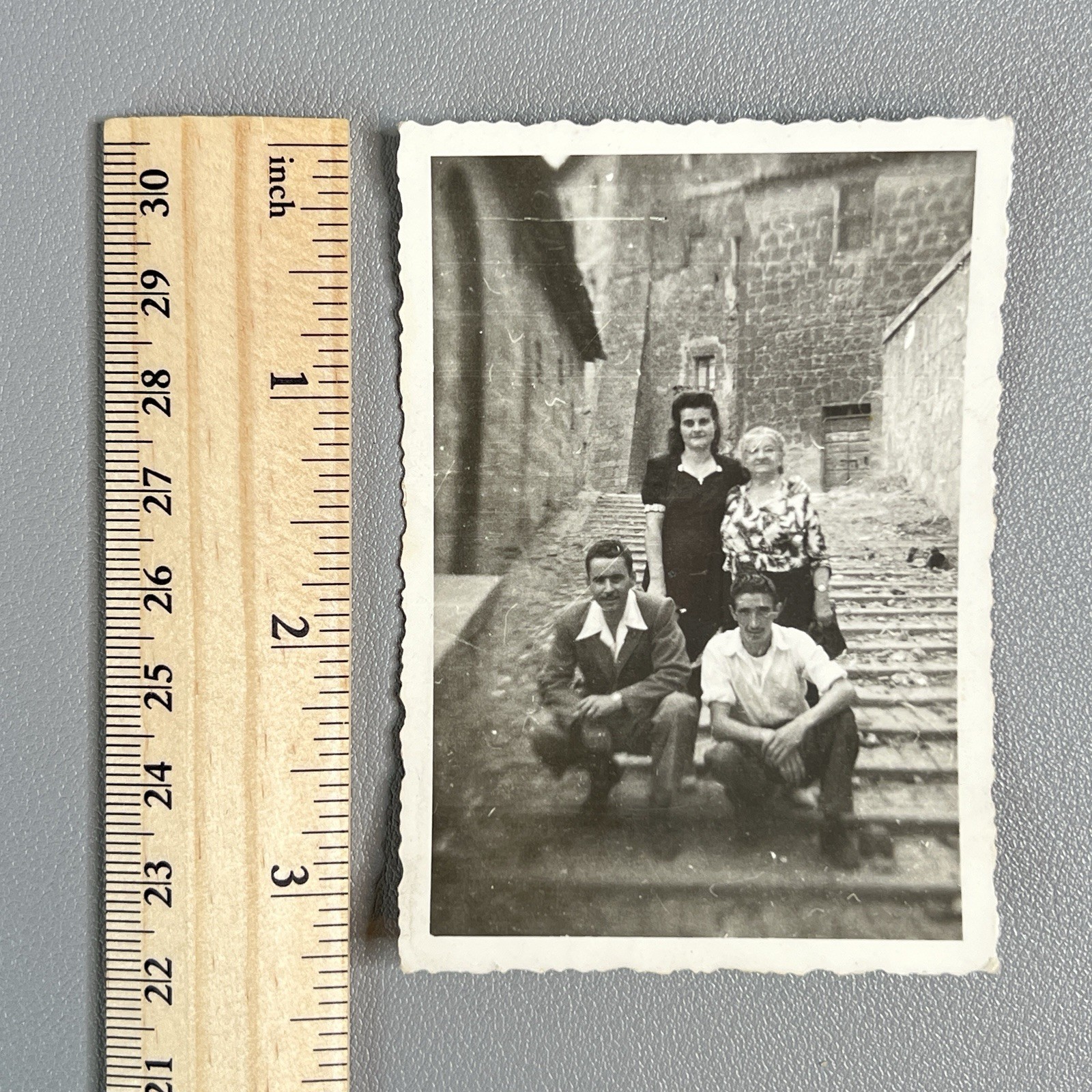 Vtg 1947 Italy Photo Orvieto Family Steps Ercole House Italian Architecture B&W