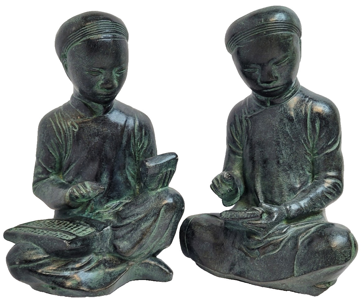 VTG. Austin Productions 1961 Set Of Bookend Sculptures Scholar Mathematicians.