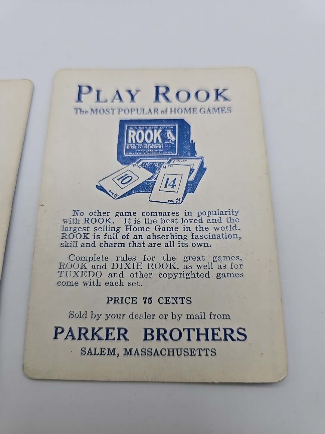 Rook De Luxe Rare 1915 Parker Bros. Card Game With Original ads/play Book &Cards Rook De Luxe Rare 1915 Parker Bros. Card Game With Original ads/play Book &Cards