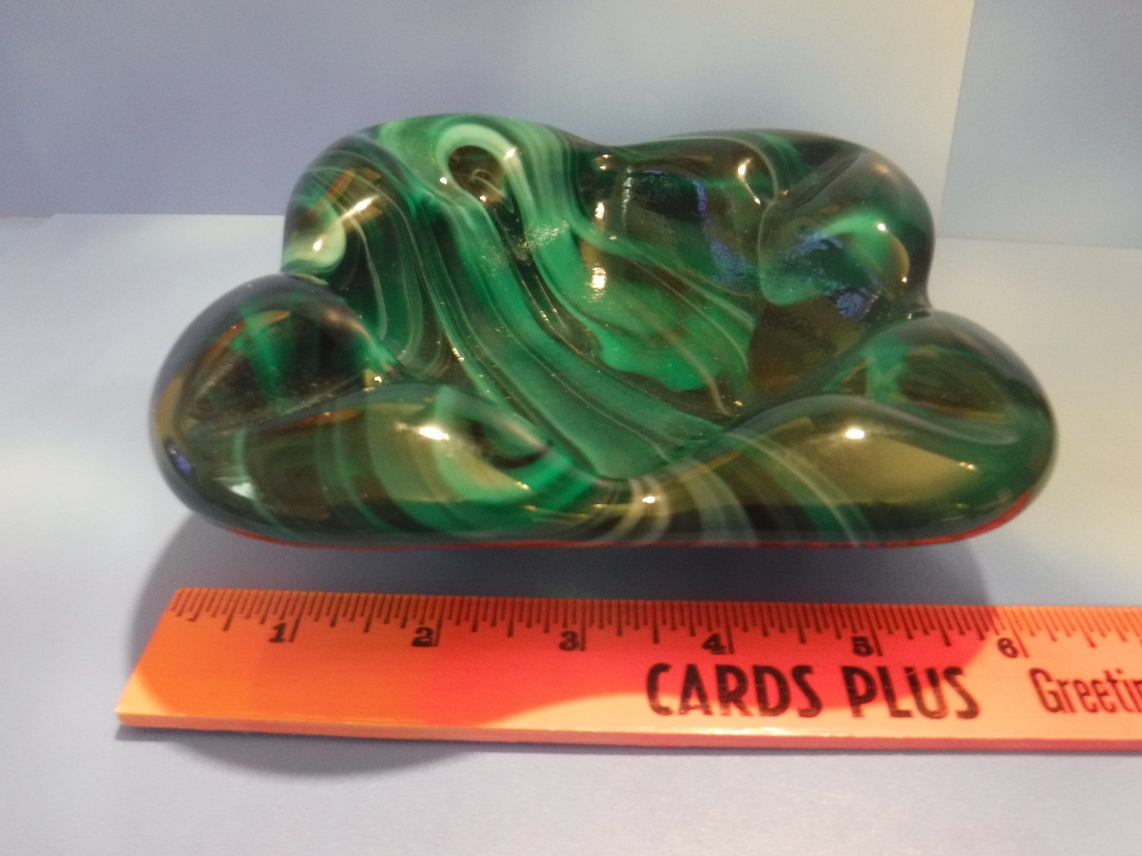ASHTRAY VINTAGE EMERALD GREEN SWIRL GLASS 6x6\
