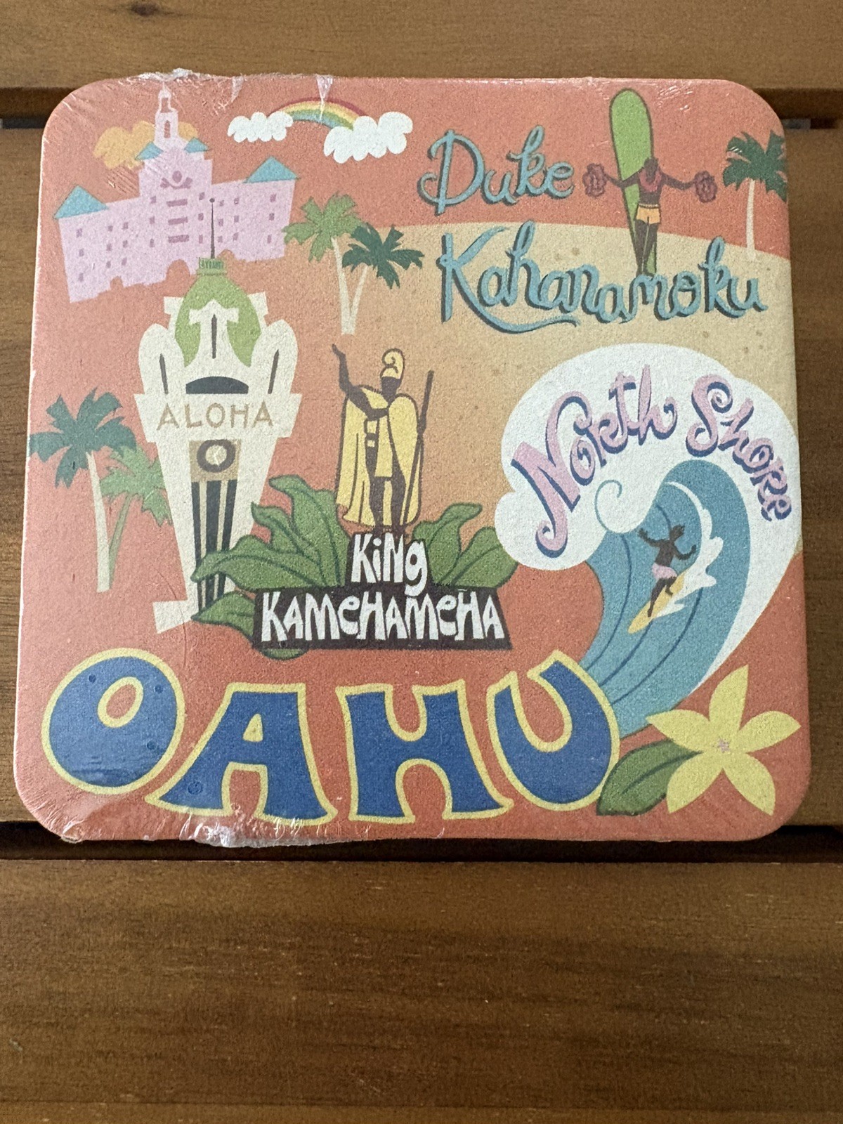 NEW 12 OAHU cardboard Coasters - Hawaii  Kahanamoku Kamehameha aloha 4” 
