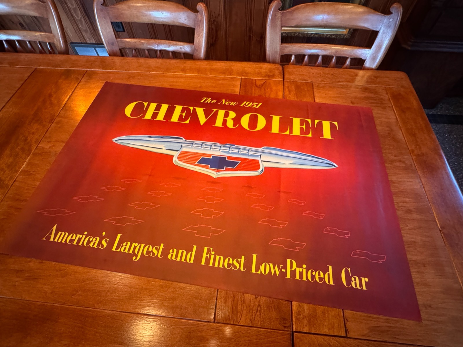Original 1951 Chevrolet Bowtie Lighted Dealer Display Sign 24x36 Insert