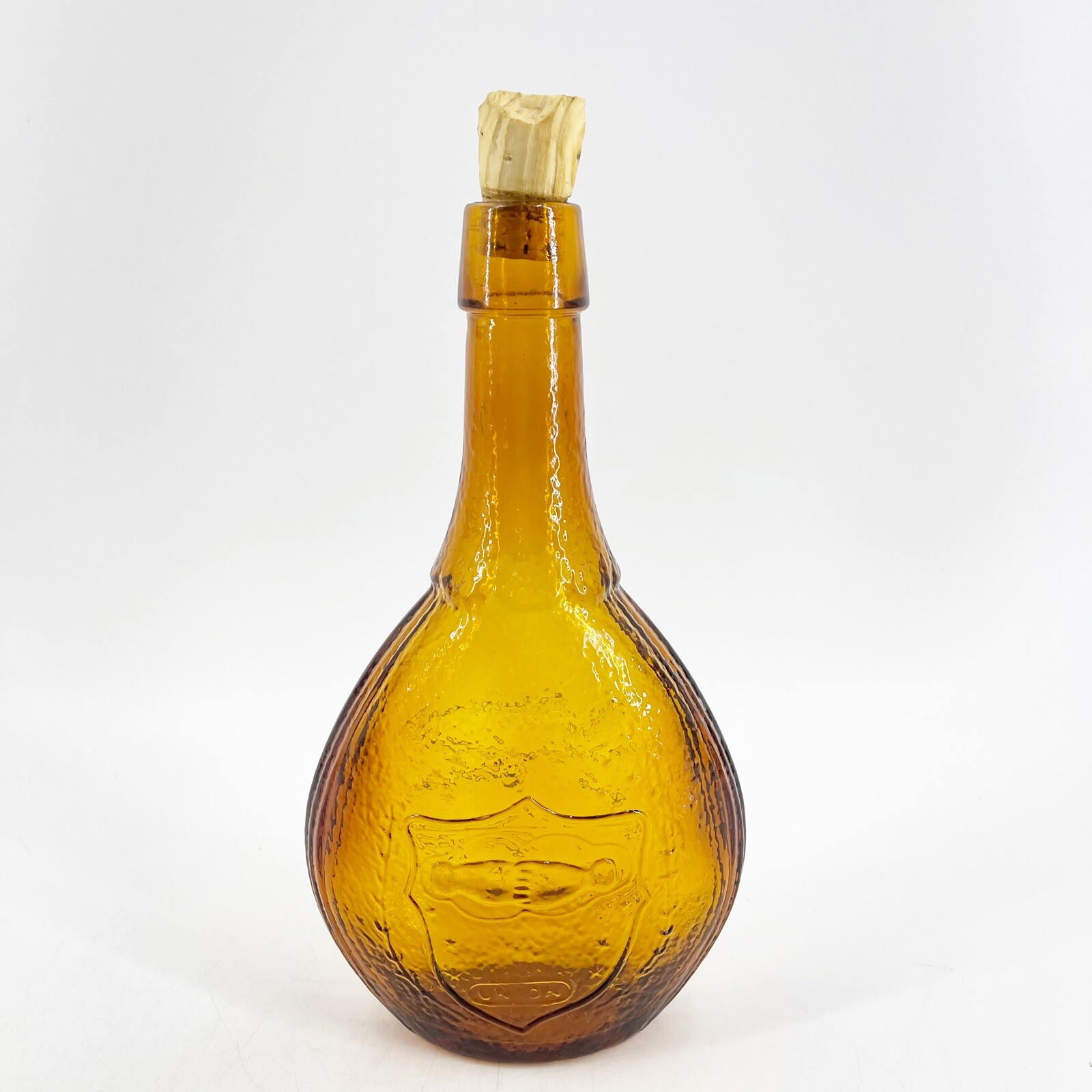 Vintage Wheaton Union Shield & Dove Bottle Pressed Amber Glass Collectible