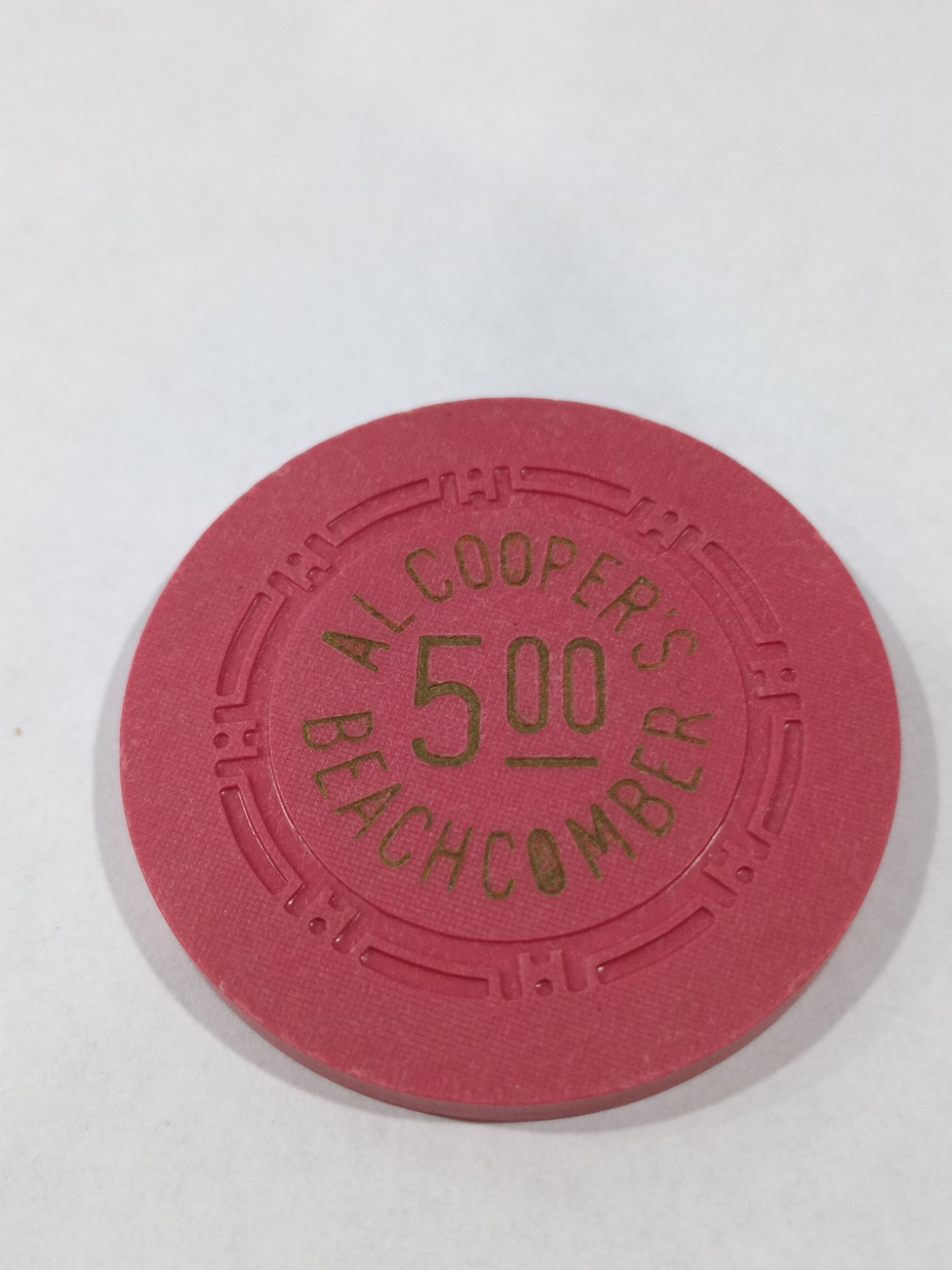 1951 AL COOPERS BEACHCOMBER CASINO LAS VEGAS, NEVADA RARE $5.00 CHIP LAST ONE