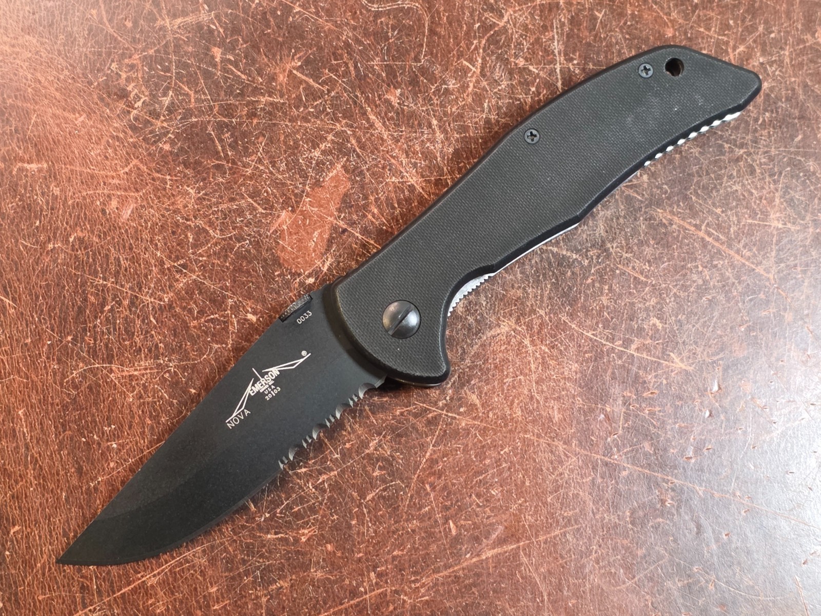 Emerson Knives - Nova BTS - Smooth G-10 - Black 154CM - 2003 Serial #0033