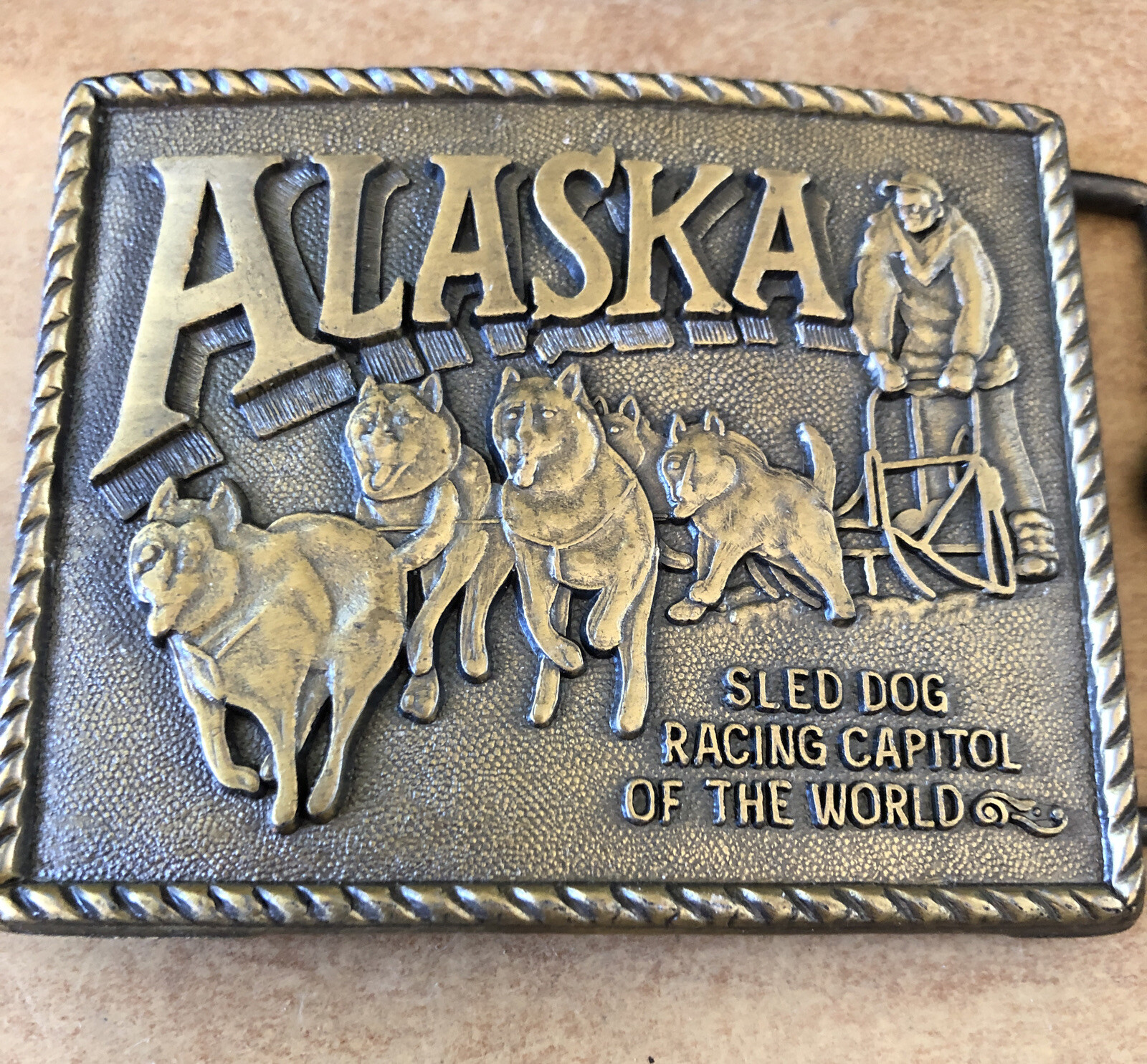 NEW Alaska Collector Belt Buckle Sledding Dog Racing Capital of the World-In Box