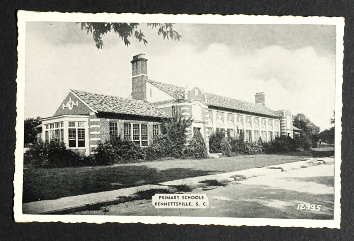 Primary Schools Bennettsville South Carolina SC B&W Postcard c1940s Street View