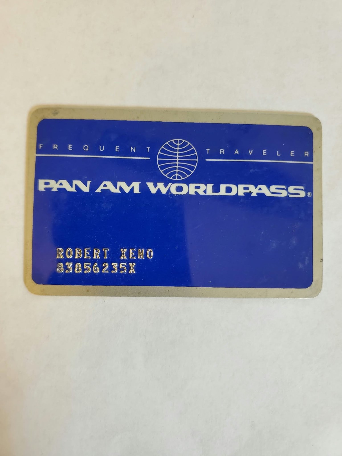 PAN AM WORLDPASS FREQUENT TRAVELER CARD VINTAGE 1970's