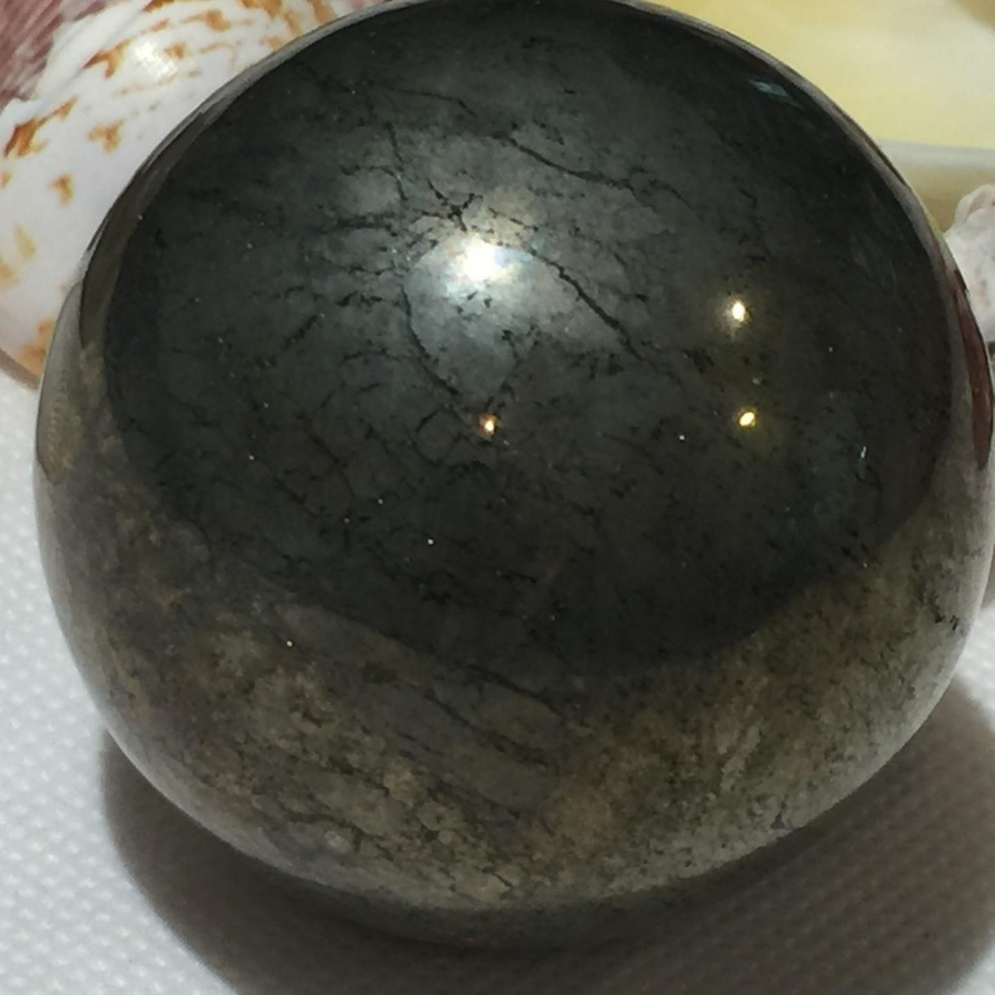50mm Copper Pyrite Human Carved Sphere Ball, Realistic,Crystal Healing #B917