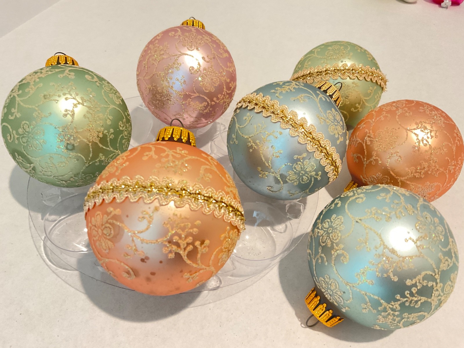 Vintage Krebs Pastel Glass Ball Ornaments 7 Christmas by Krebs Vintage Krebs Pastel Glass Ball Ornaments 7 Christmas by Krebs